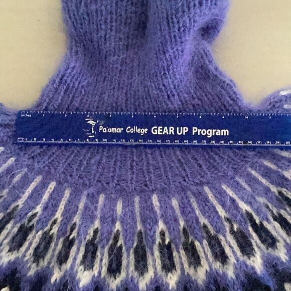 SuperTanya Mohair Icelandic Nordic Pullover Sweater Handmade Blue - Picture 12 of 12